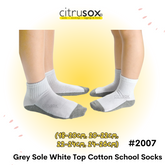 Grey Sole White Top Cotton School Socks